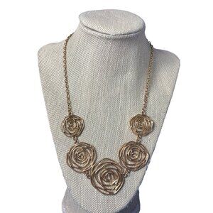 Goldtone Abstract Rosette Necklace 18 - 20 inches Long